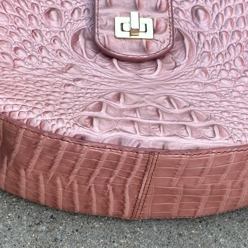 Brahmin Vanessa Crocodile-Embossed Leather Shoulder/Crossbody Bag in Pink - Picture 7 of 8